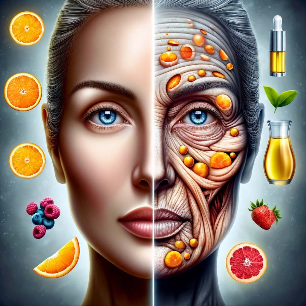Antioxidants and vitamin c serum for aging skin